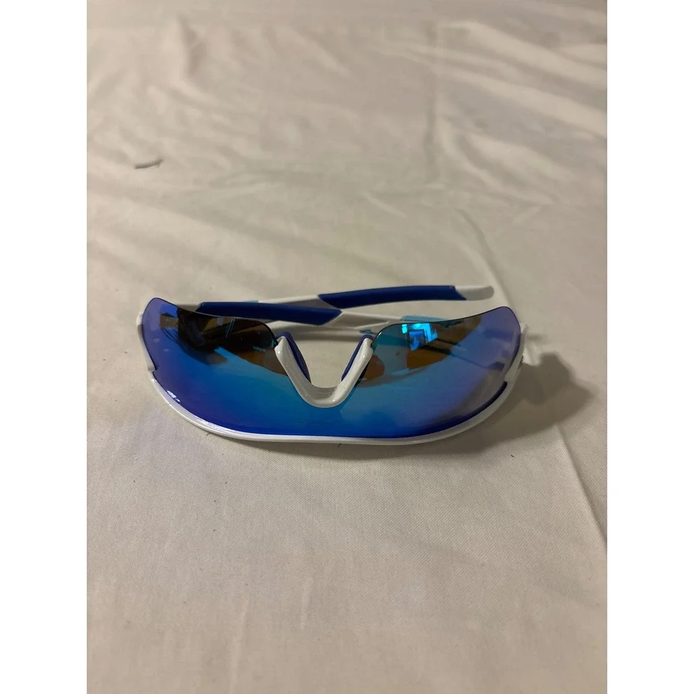 Torege Sport Sunglasses Mens OS‎ White Blue Excellent Interchangeable 5 Lenses